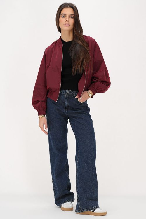 Burgundy bomber jacket