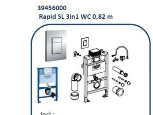 Grohe Rapid SL indbygningscisterne, 82 cm installationshøjde inkl. trykknap