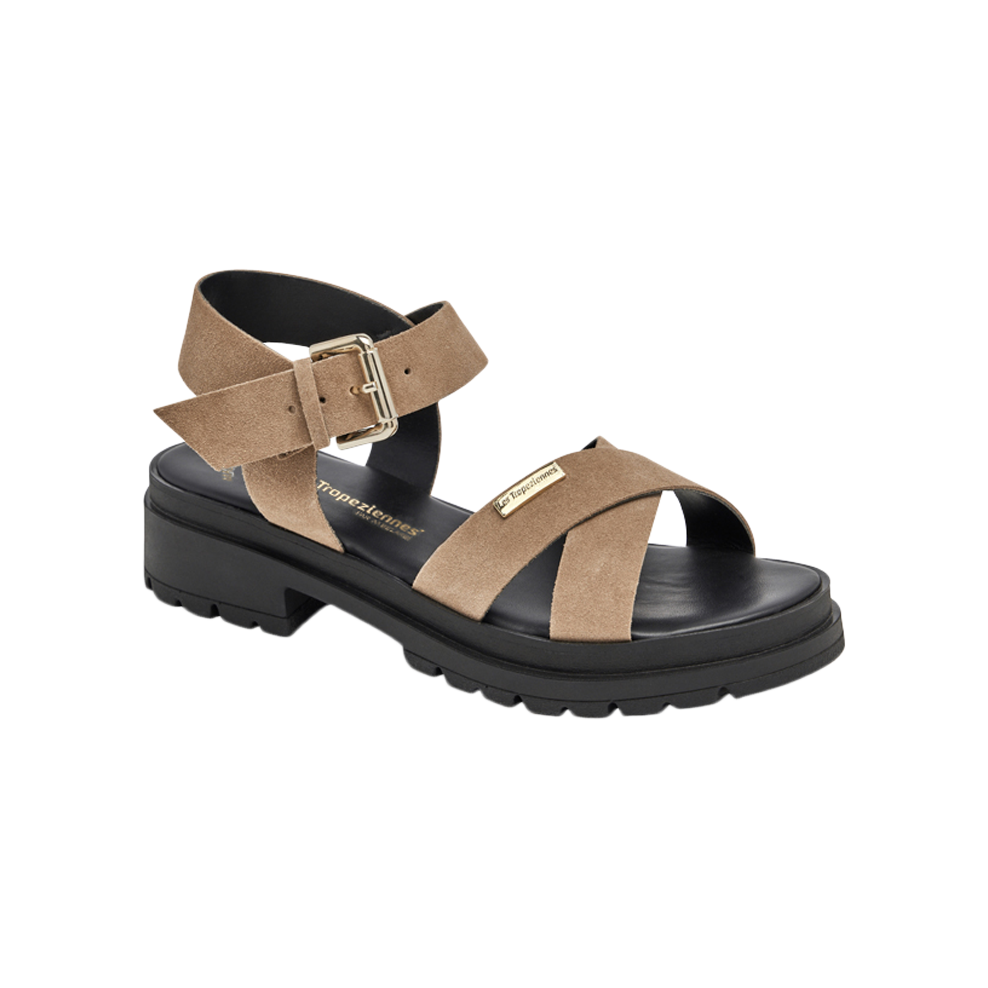 Sandales plates cuirtihasued | Marron