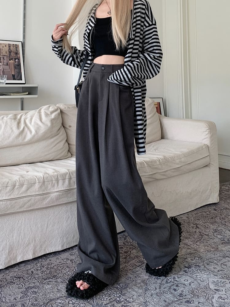 Alfie - Hoge taille effen losse broek