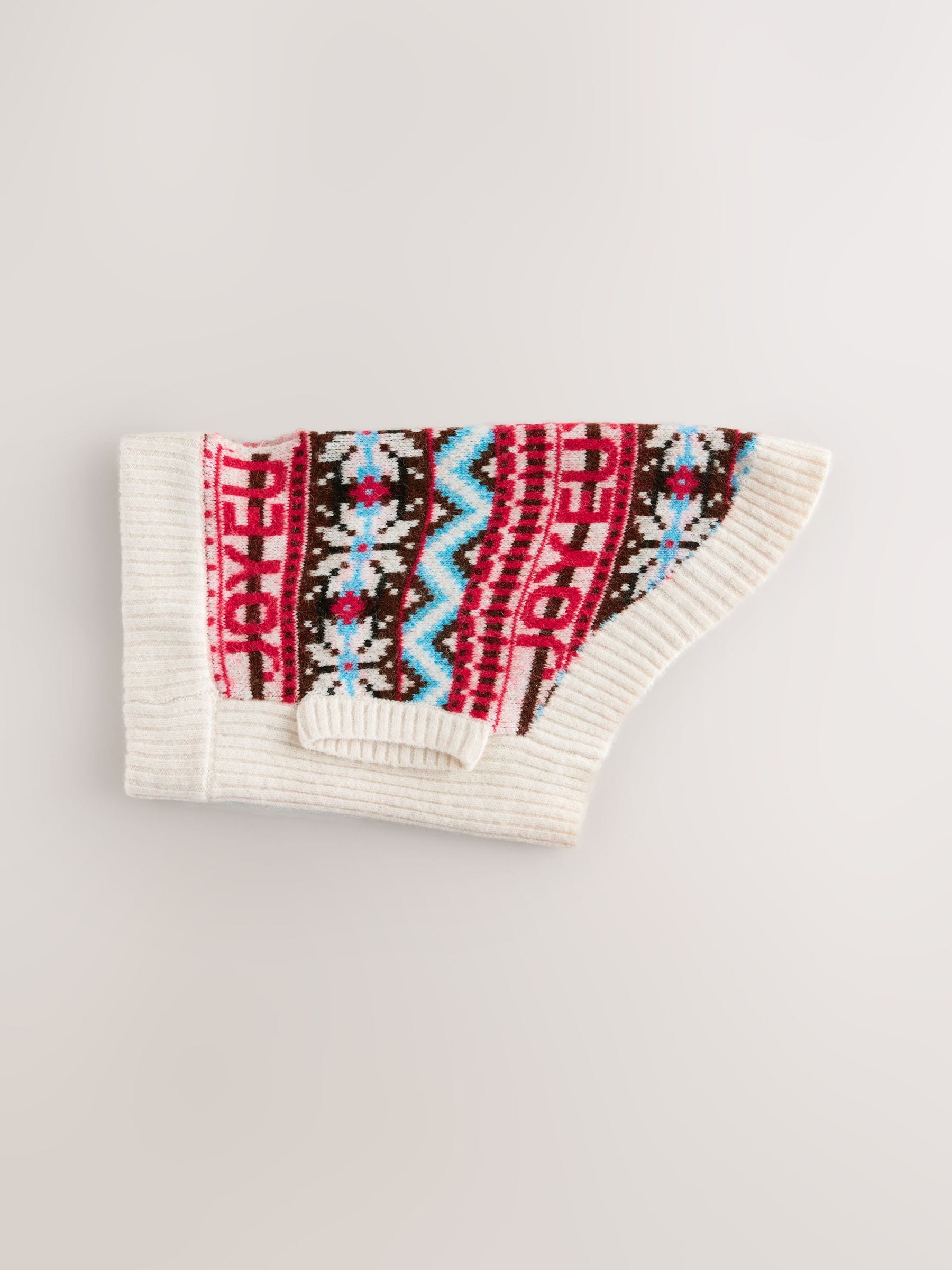 Red Blue Multi Fairisle Pattern - Gebreide hondentrui