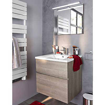 Miroir de salle de bains lumineux LED aspect chêne clair 60 cm, Calao