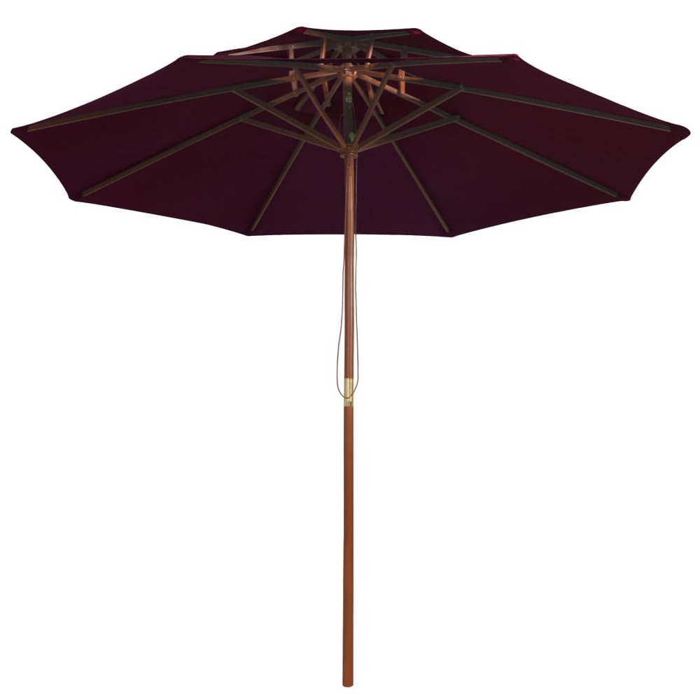 Parasol double avec mât en bois 270 cm rouge bordeaux