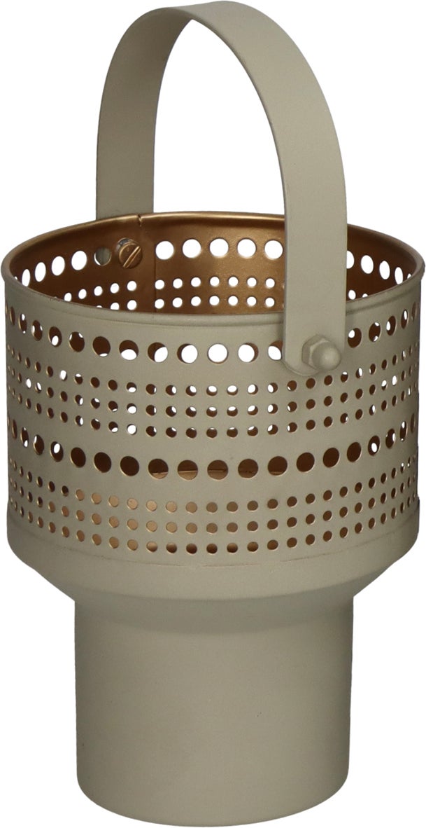 HD Collection waxinelichthouder op voet beige 14 x 12 x 15 cm