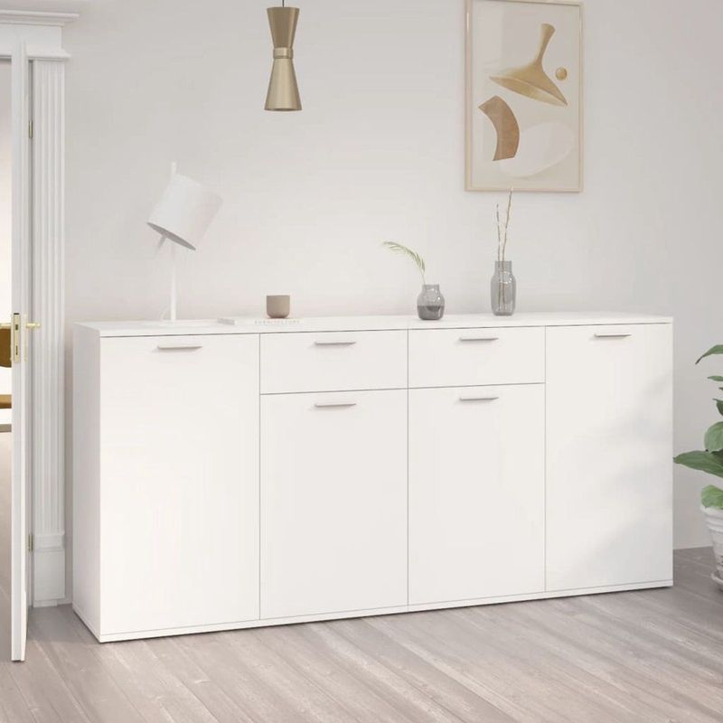 vidaXL - Dressoir - Wit - Bewerkt Hout - Minimalistisch Design