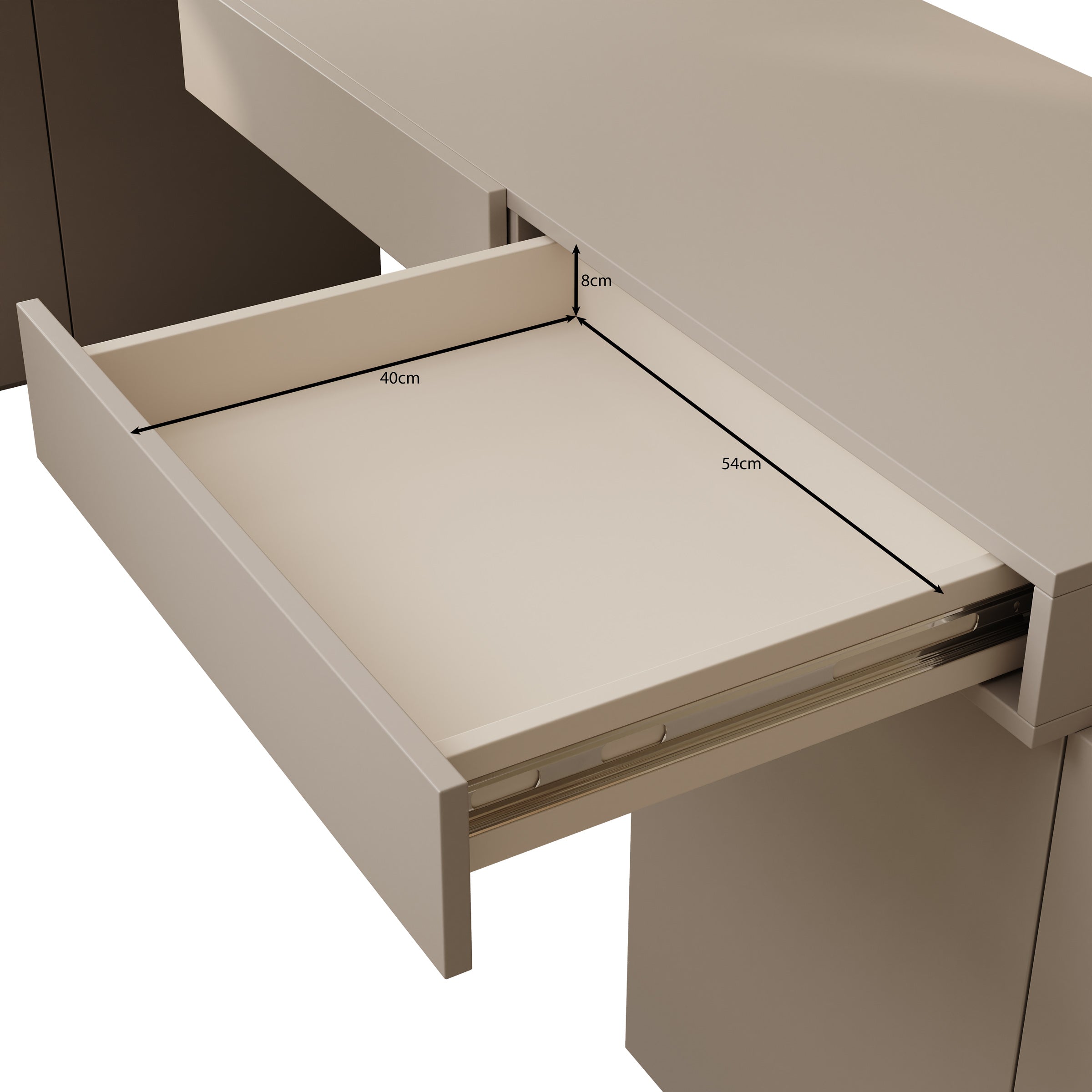 Meubella - Whenua 4 - Bureau links - Beige - 338x141x79 cm