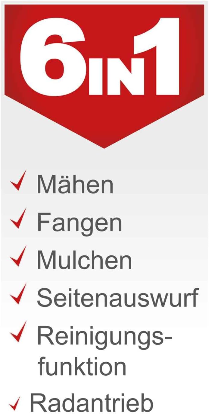 Scheppach Benzin Rasenmäher MS225-53 mit Radantrieb | 53cm Schnittbreite | 65L Fangbox | Höhenverstellung 7 Stufen | Seitenauswurf & Reinigungsfunktion | Mulchmäher | inkl. Ersatzmesser