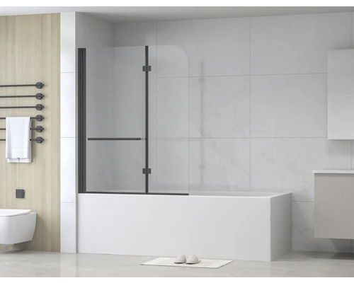 form&style 2-delige badwand DRENA 1120 x 1400 mm helder glasprofiel kleur zwart