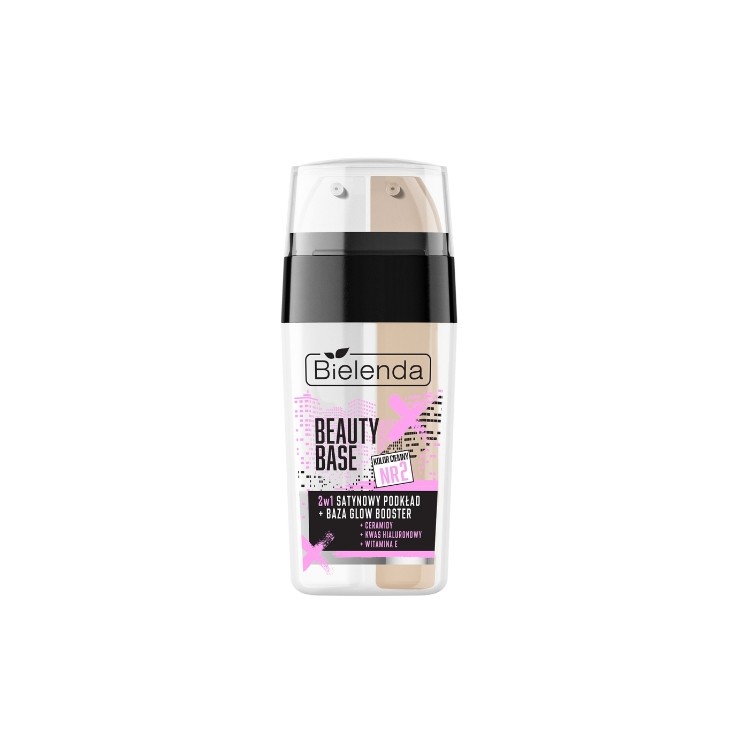 Bielenda Beauty Base 2w1 satynowy Podkład + Baza Glow Booster /02/ 2x7,5 g