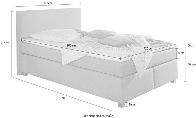INOSIGN Boxspringbett »Eliana« inkl. Topper, in 4 Breiten, 3 Matratzenarten und 2 Härtegraden