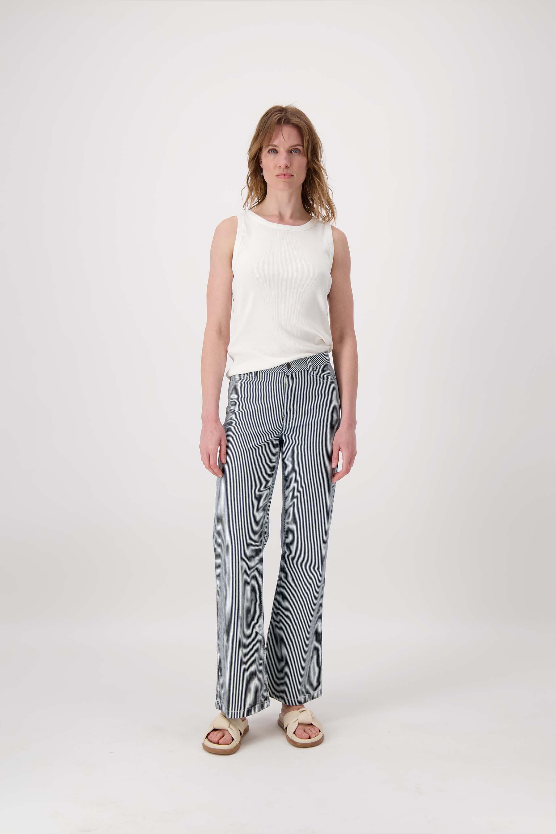 streep broek stretch flared model