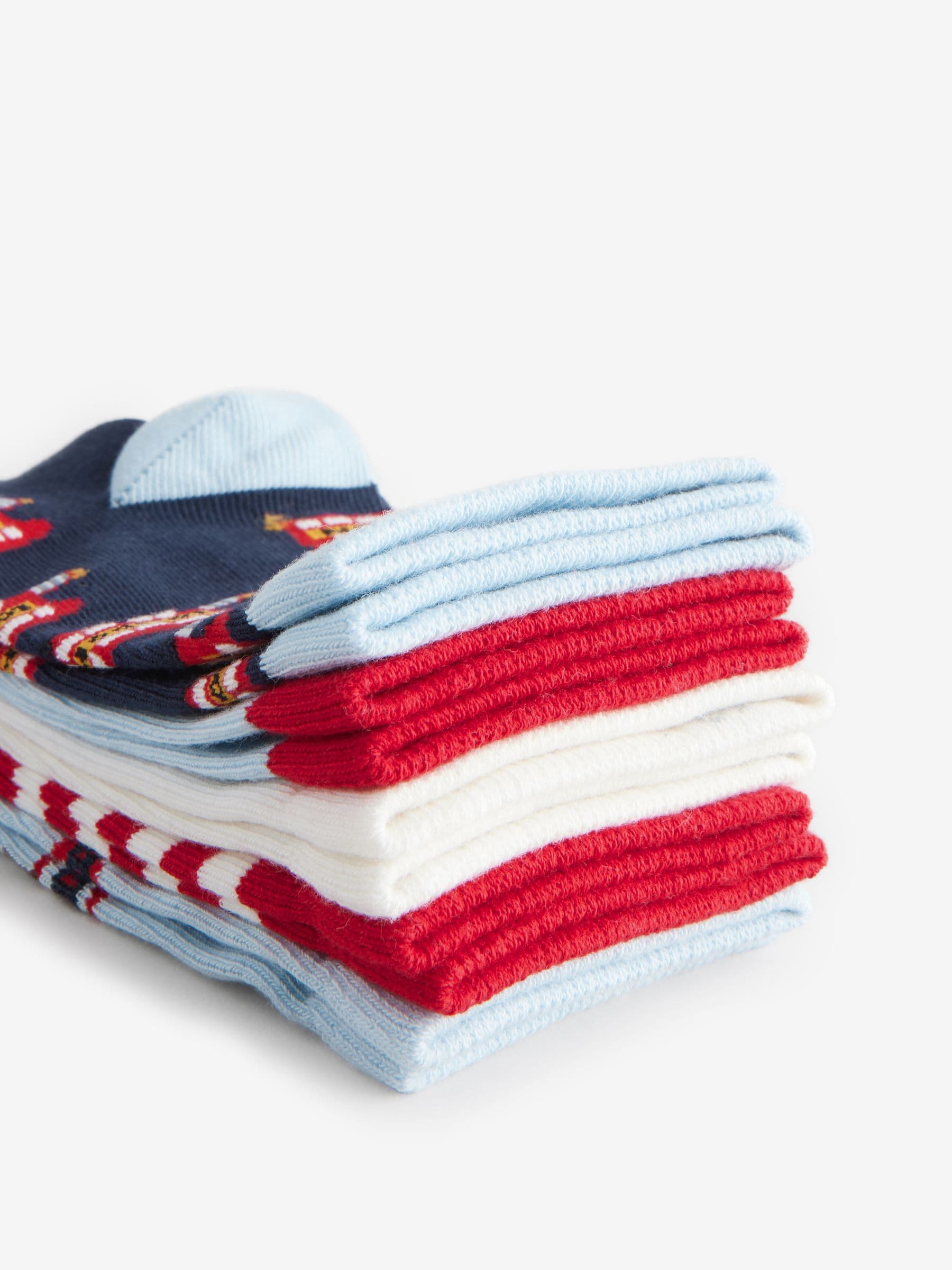 Blauw/rood Londense bus - Verpakking van 5 paar sokken met rijke print