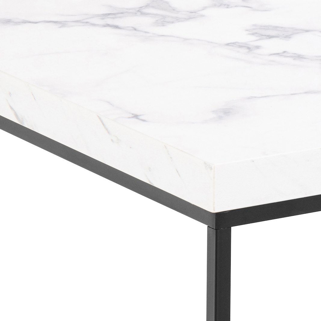 Barossa sofabord Hvit Carrara-marmor med sort metallunderstell. 60x60x45cm