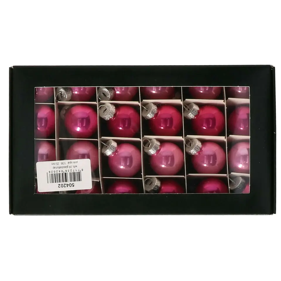Othmar Decorations Kerstballen - glas - 24x - roze tinten - 2,5cm