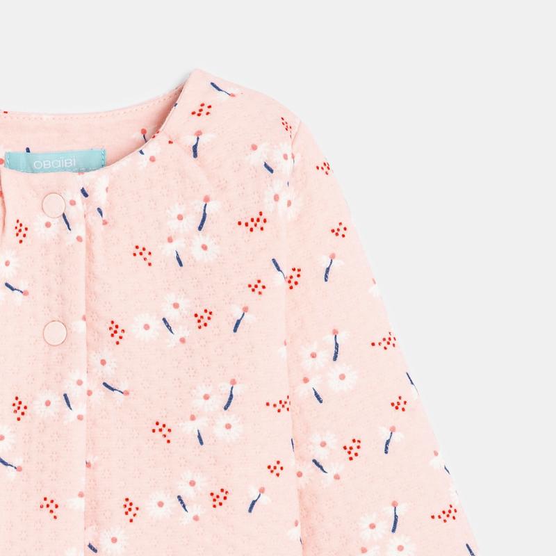 Cardigan fleuri jersey rose bébé fille Rose