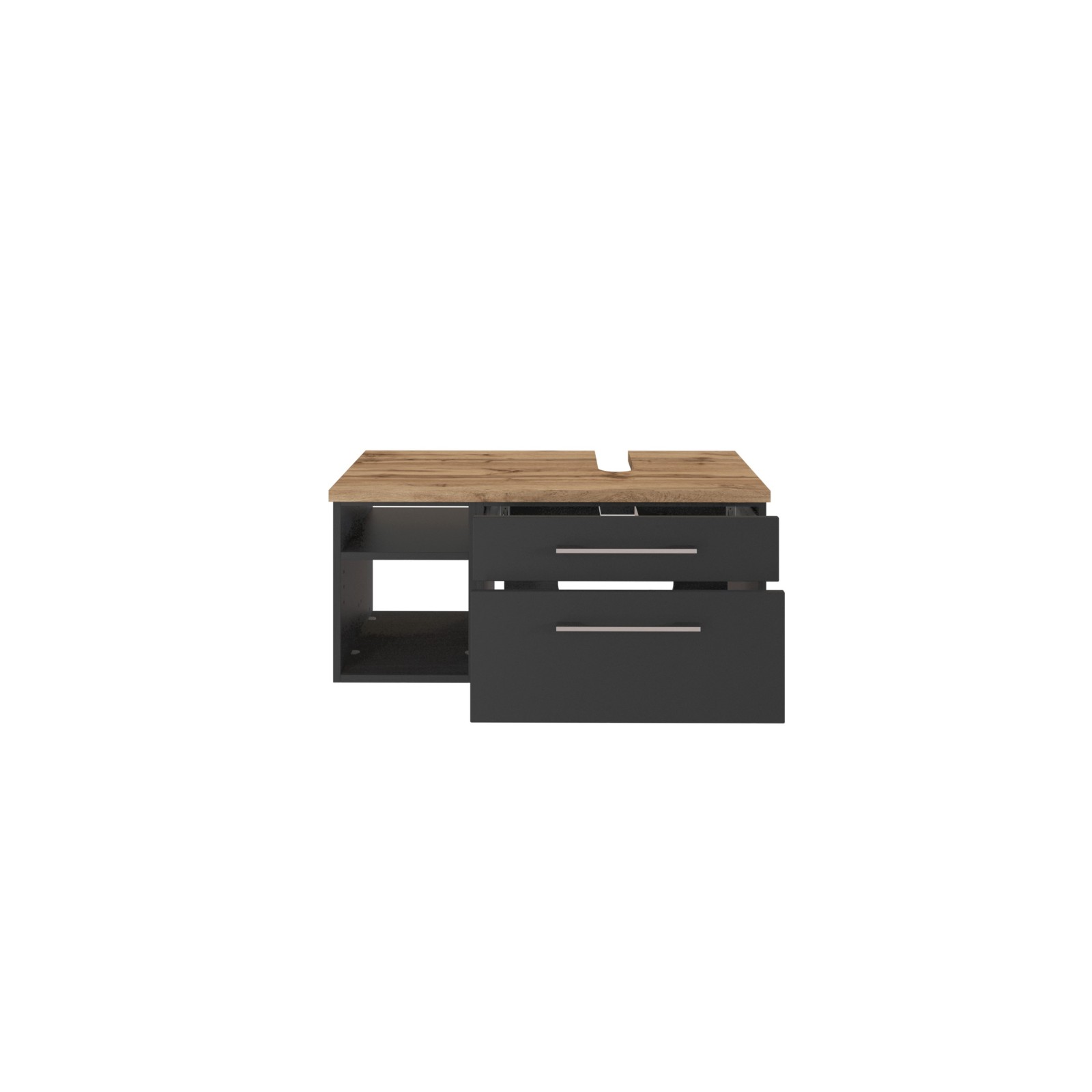 Unterbeckenschrank DAVOS - grafitgrau - Wotaneiche - 90 cm breit