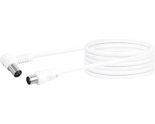 Antenne-aansluitkabel (75 dB) IEC haakse aansluiting/IEC stekker 10 m wit Schwaiger KVKW100532