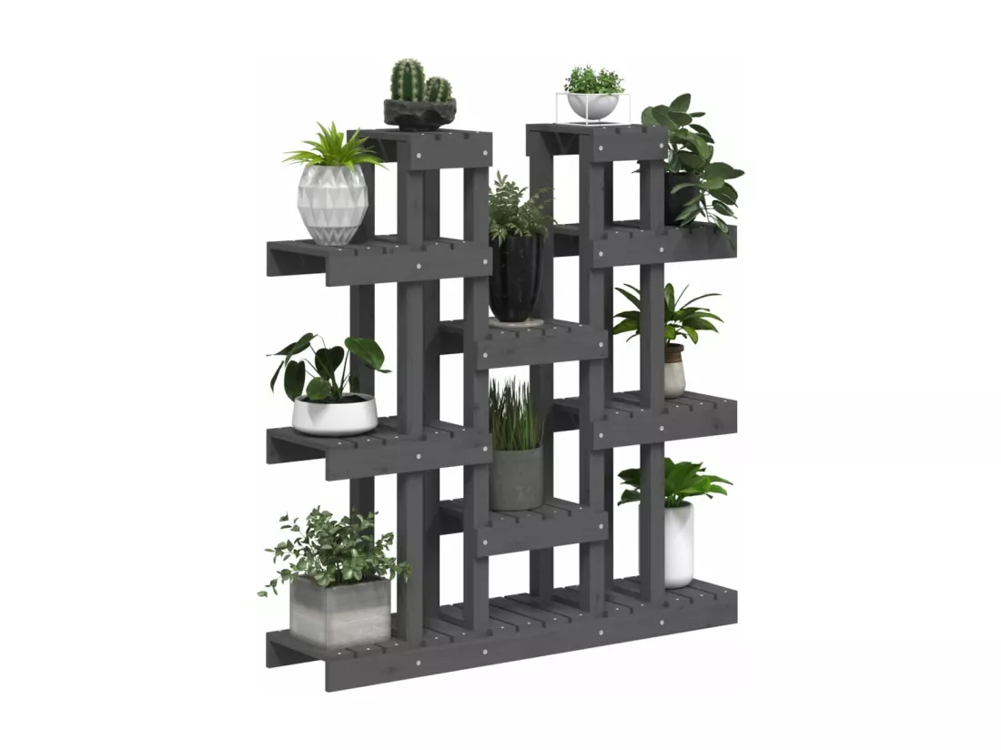 Support à plantes Gris 104,5x25x109,5 cm Bois massif de pin