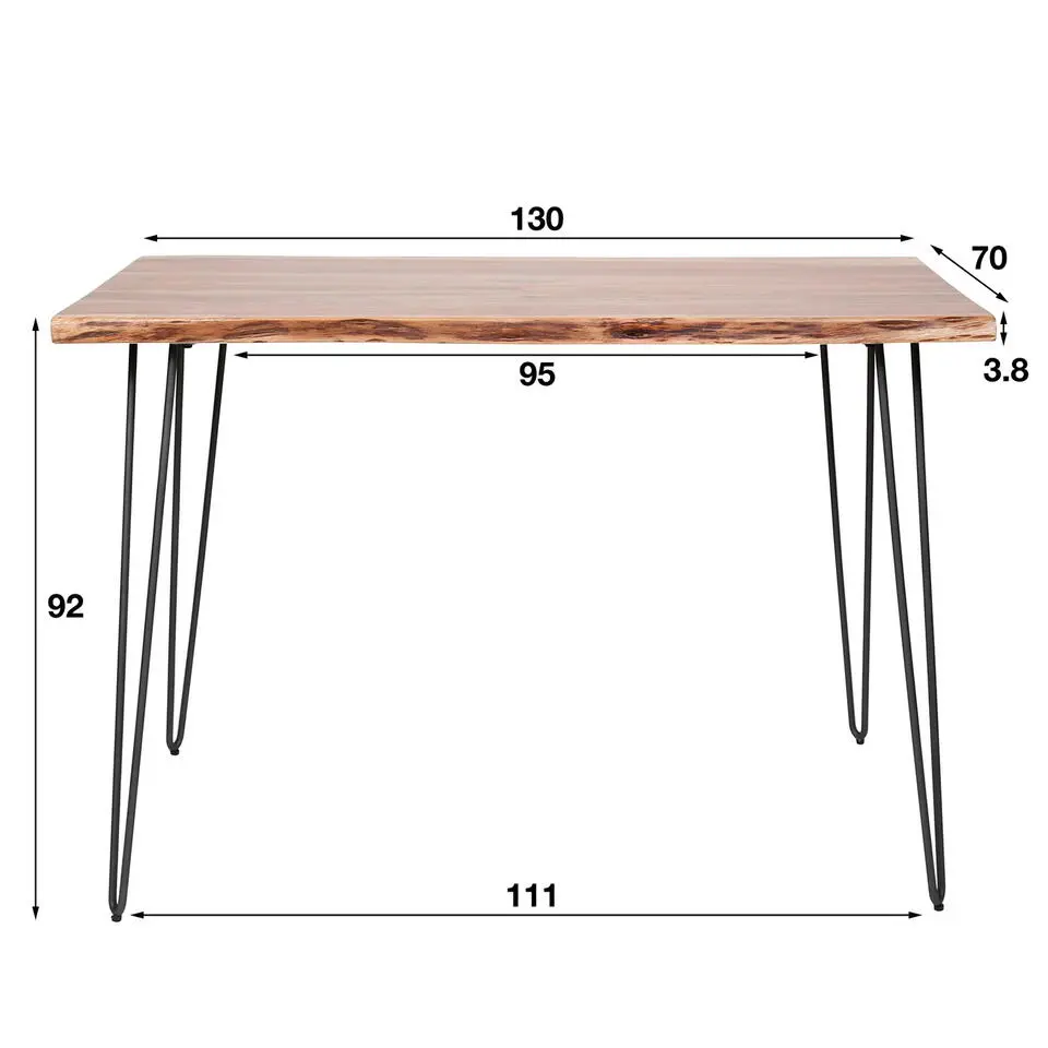 Bartafel Hout 130cm - Boomstamtafel - Metalen Frame