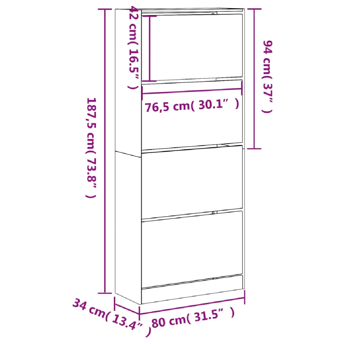 VIDAXL Armoire à chaussures chêne sonoma