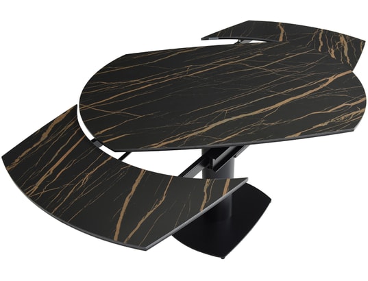 CONCEPT1 - Table de salle à manger Orla en céramique noir 120 (+60) x 89,6 x 76 cm