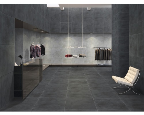 Porseleinen steengoed wand- en vloertegel Cementine 60 x 60 x 0,9 cm antraciet Lappato