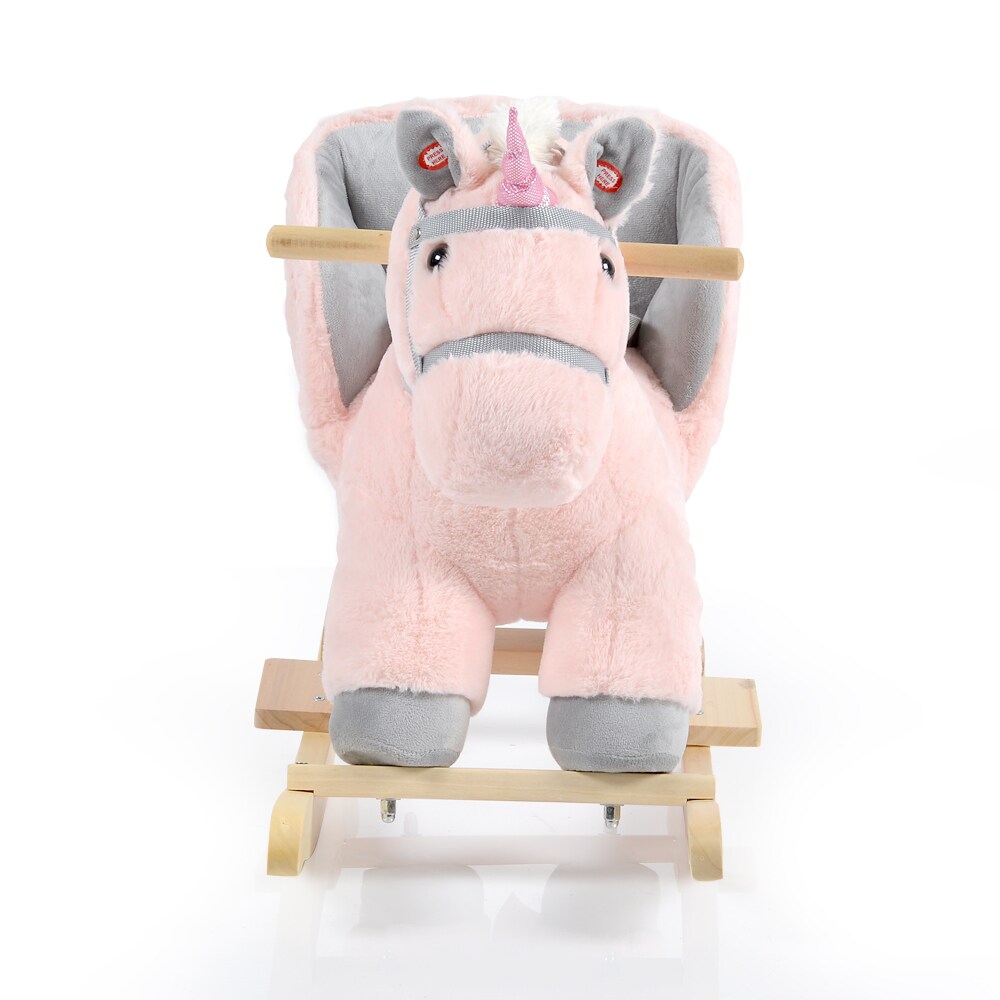Moni Plüsch Schaukeltier Cookie WJ-6187, Schaukelpferd, Musikfunktion, bis 30 kg rosa