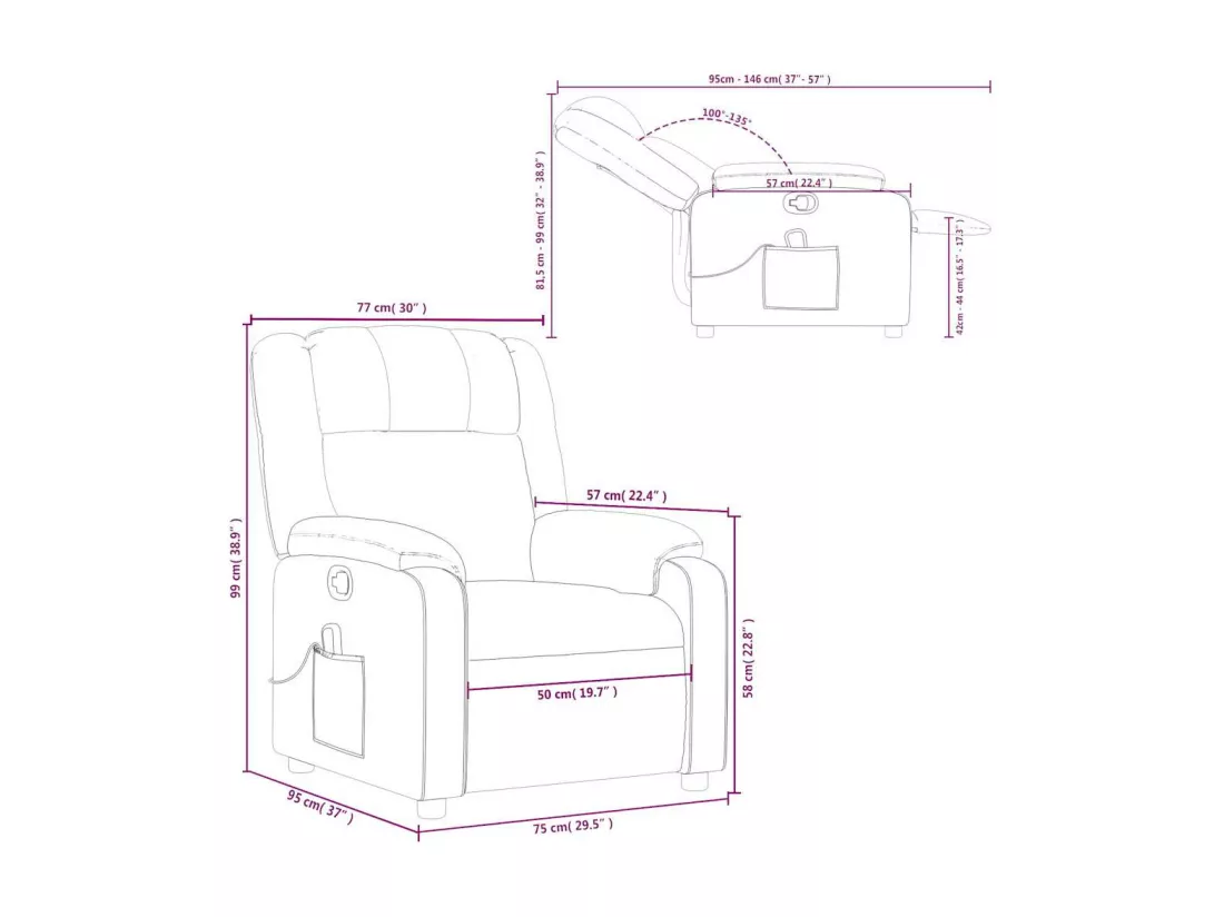 Fauteuil de massage inclinable Taupe Tissu