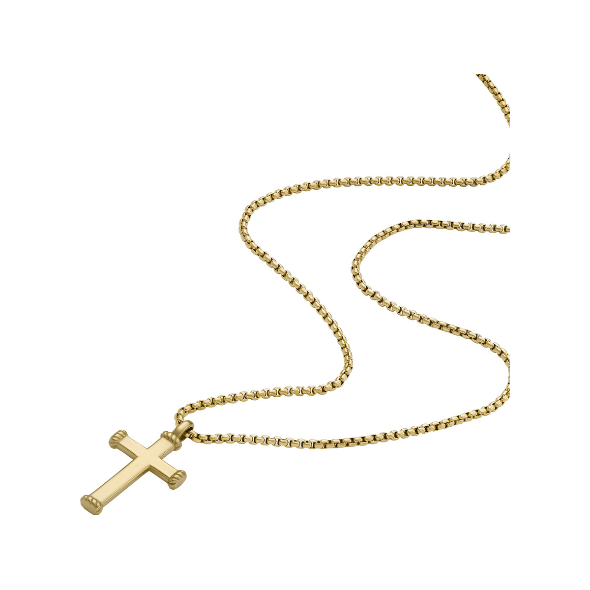 Collier FOSSIL acier inoxydable doré croix 55 cm