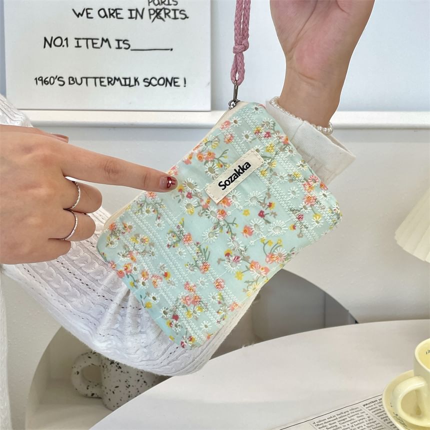 Bitabis - Letterapplicatie Bloemenstof Make-uptas / Etui