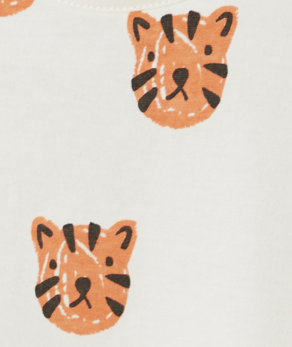 t-shirt bébé garçon en coton bio blanc imprimé tigres oranges