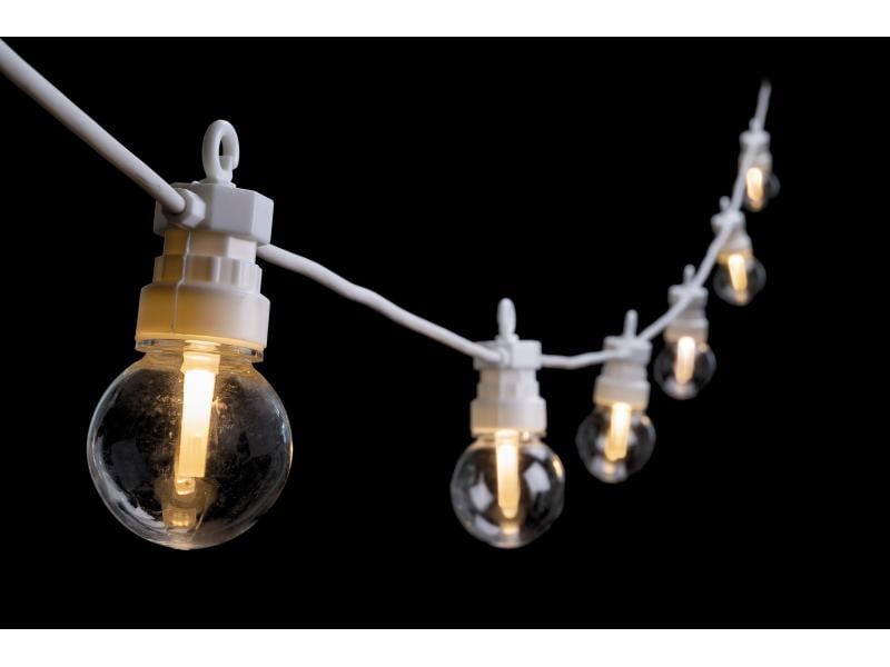 STT Lichterkette Solar Nostalgic, 10 LEDs, 2.7m, Weiss Lichterkette im beliebten Industrialdesign mit praktischem Solarpanel