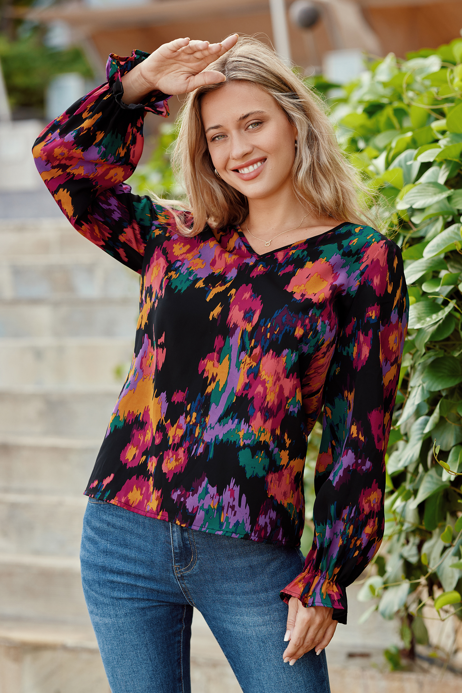Blouse à motif aquarelle abstrait