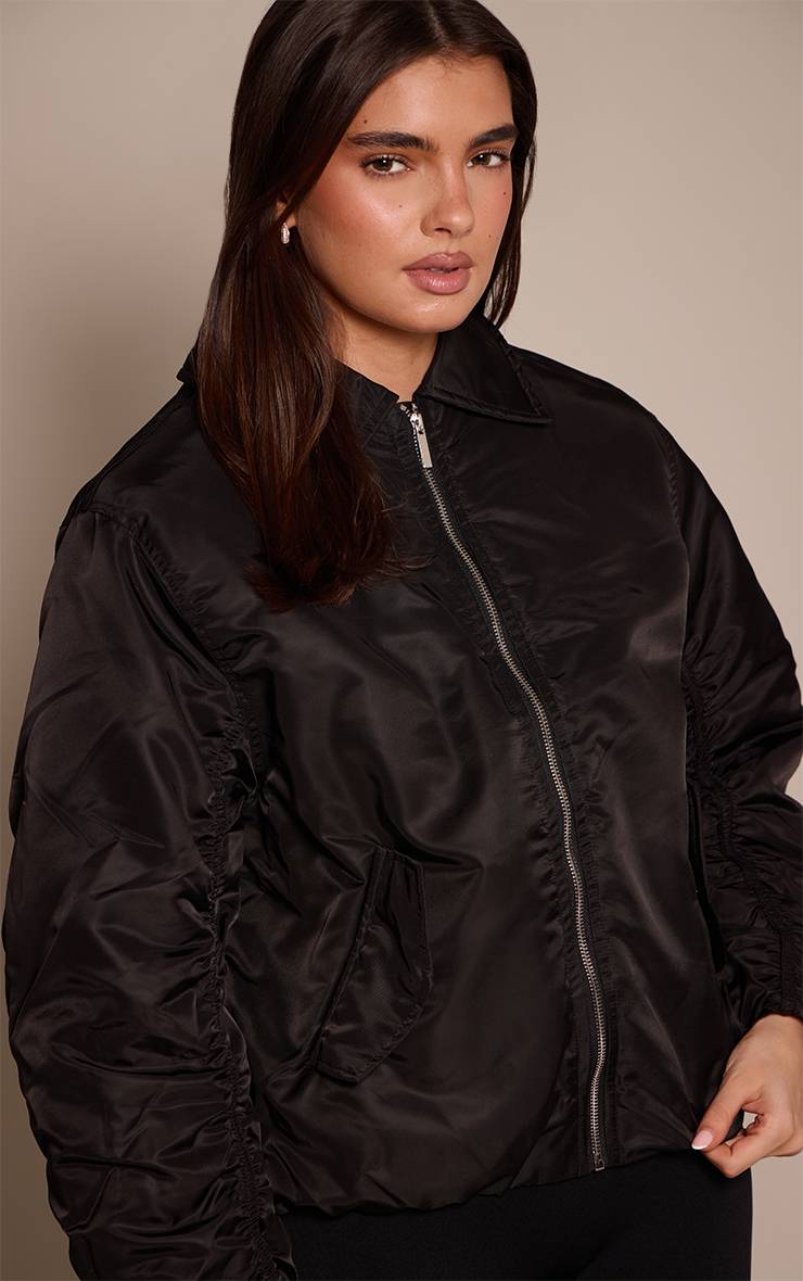 Noir Veste Bomber Oversize À Manches Cocon