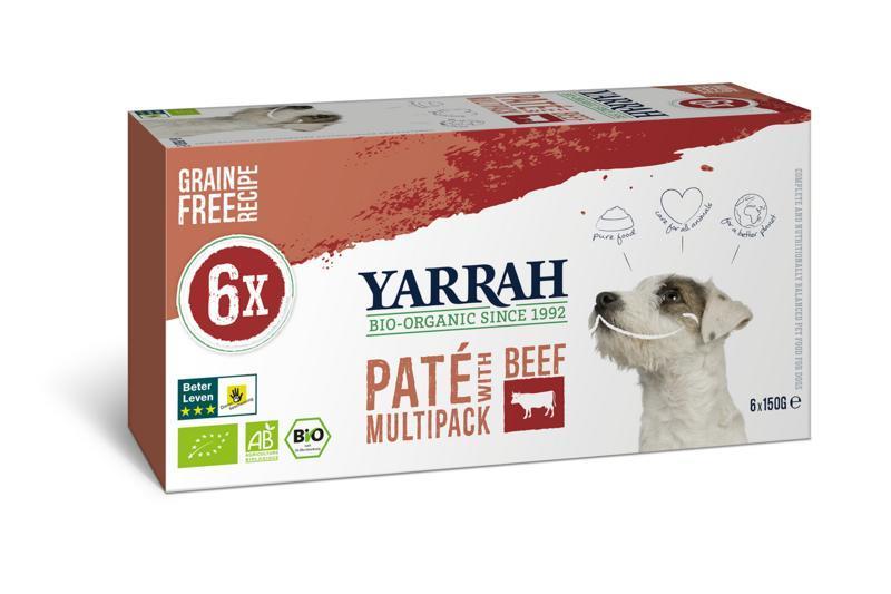 Yarrah Hondenvoer Multipack Pate Kip En Rund Bio 6 x 150 Gram