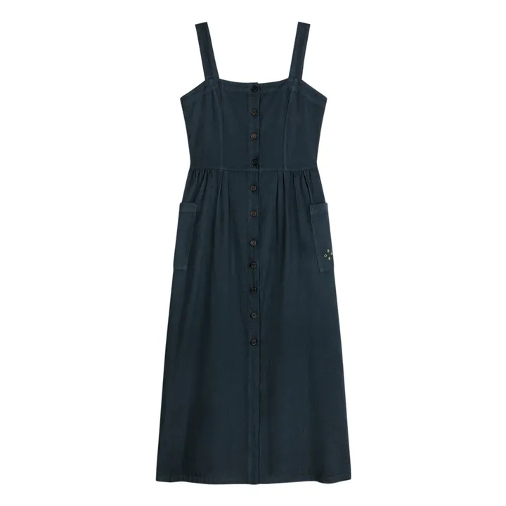 Bobo Choses Robe Boutonnée Coton et Lin - Collection Femme  | Bleu nuit