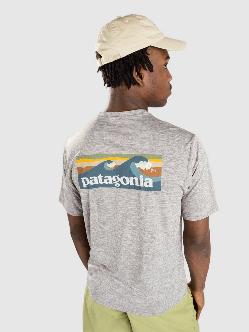 Patagonia Cap Cool Daily Graphic Waters T-shirt brdst log abl ble th gry