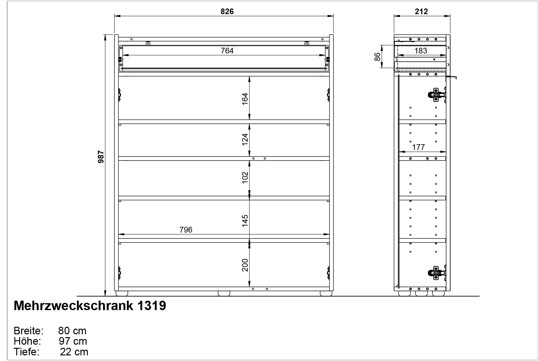 GERMANIA Mehrzweckschrank »Ameca« 1 Stk. tlg. mit geringer Tiefe - ideal für schmale Flure, Breite 83 cm