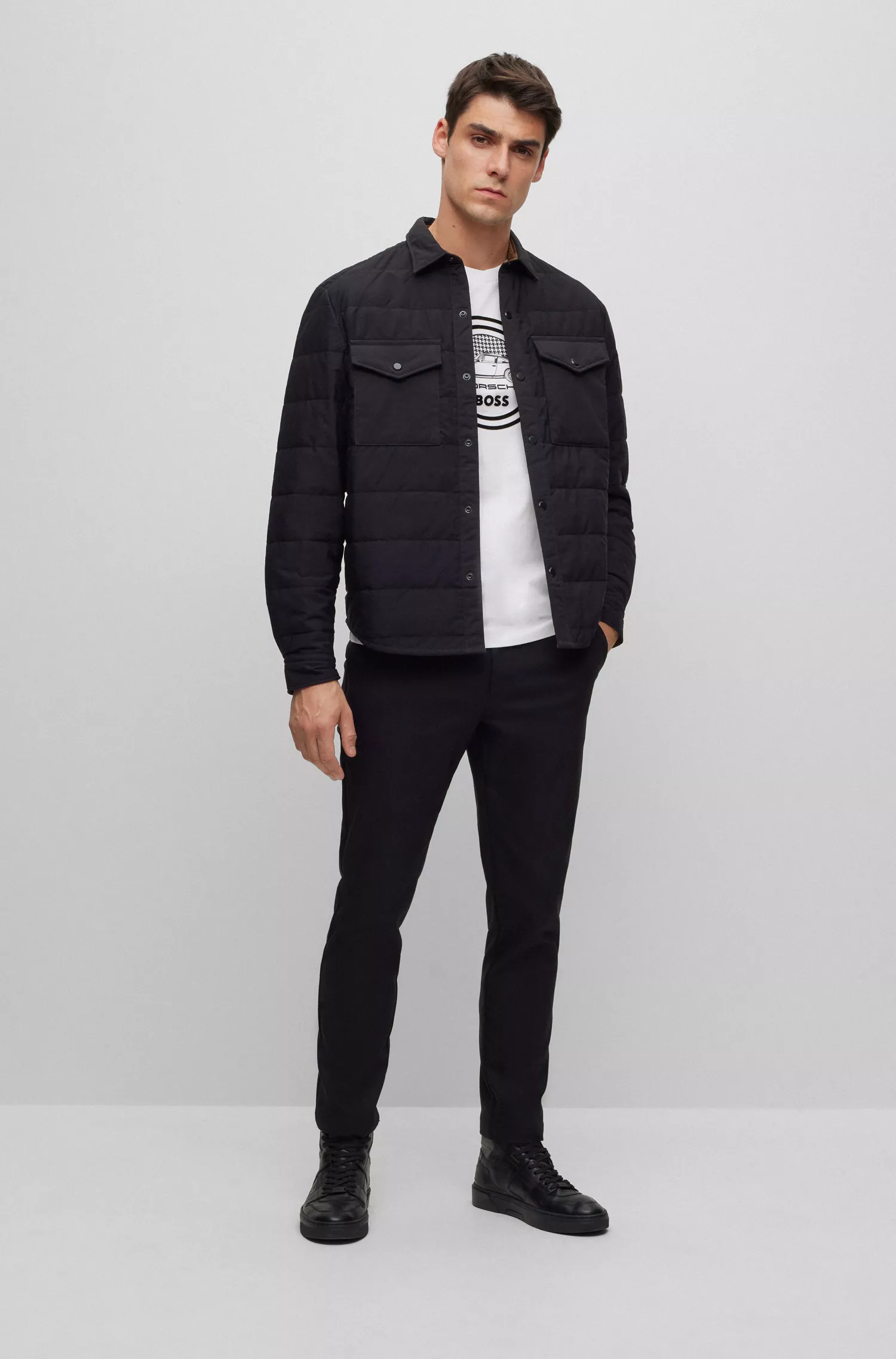 Calça slim fit BOSS Black-Porsche x BOSS em mistura de algodão
