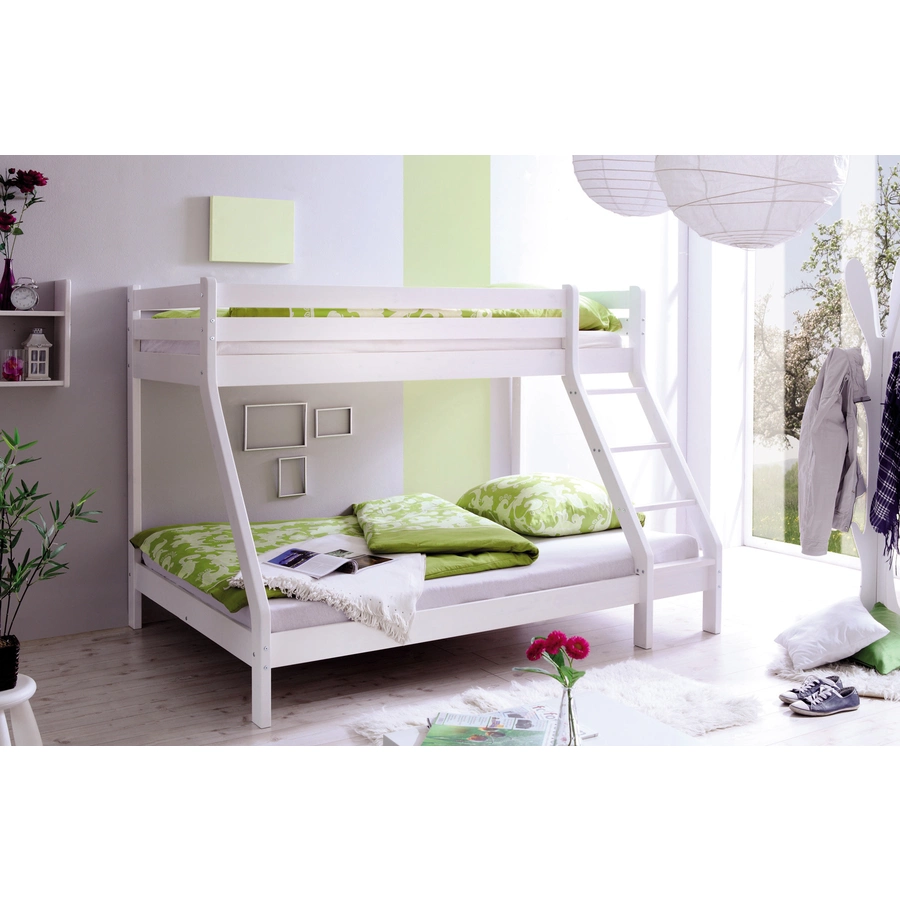 TICAA Etagenbett Noah Kiefer Weiß Weiß