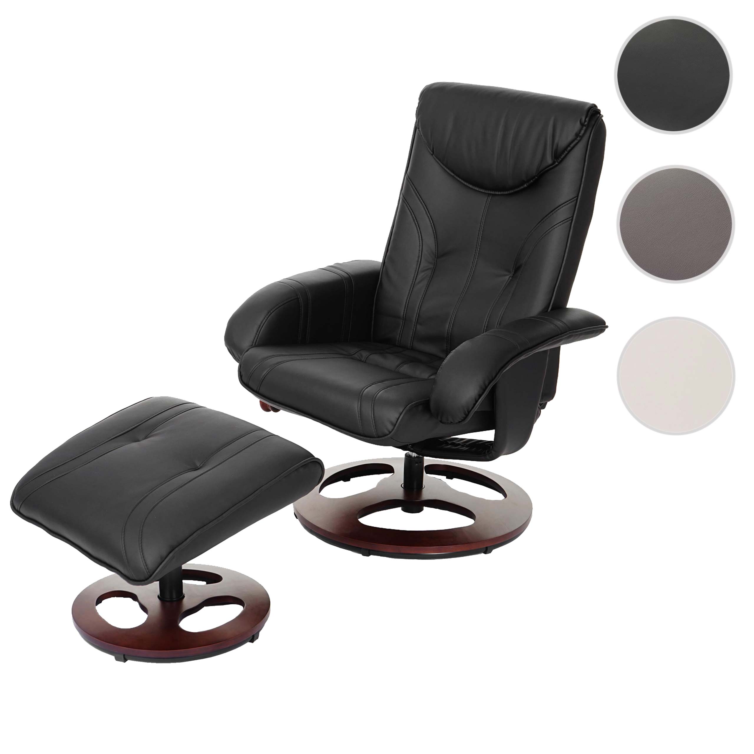 Relaxsessel MCW-C46, Fernsehsessel Sessel mit Hocker, Kunstleder ~ schwarz