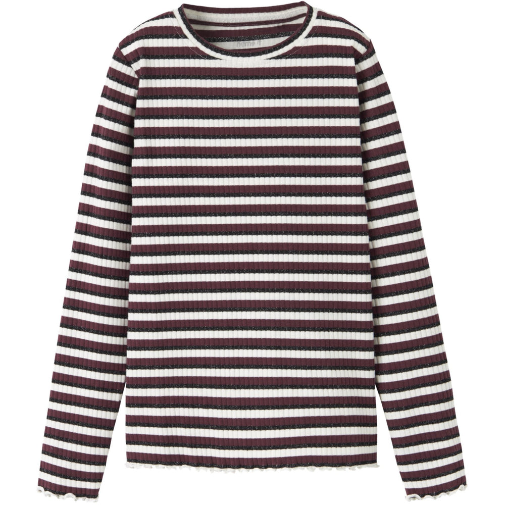 Køb Name It Cloud Dancer Black+Burgundy Nkfvemma Glitter Ls Slim Top