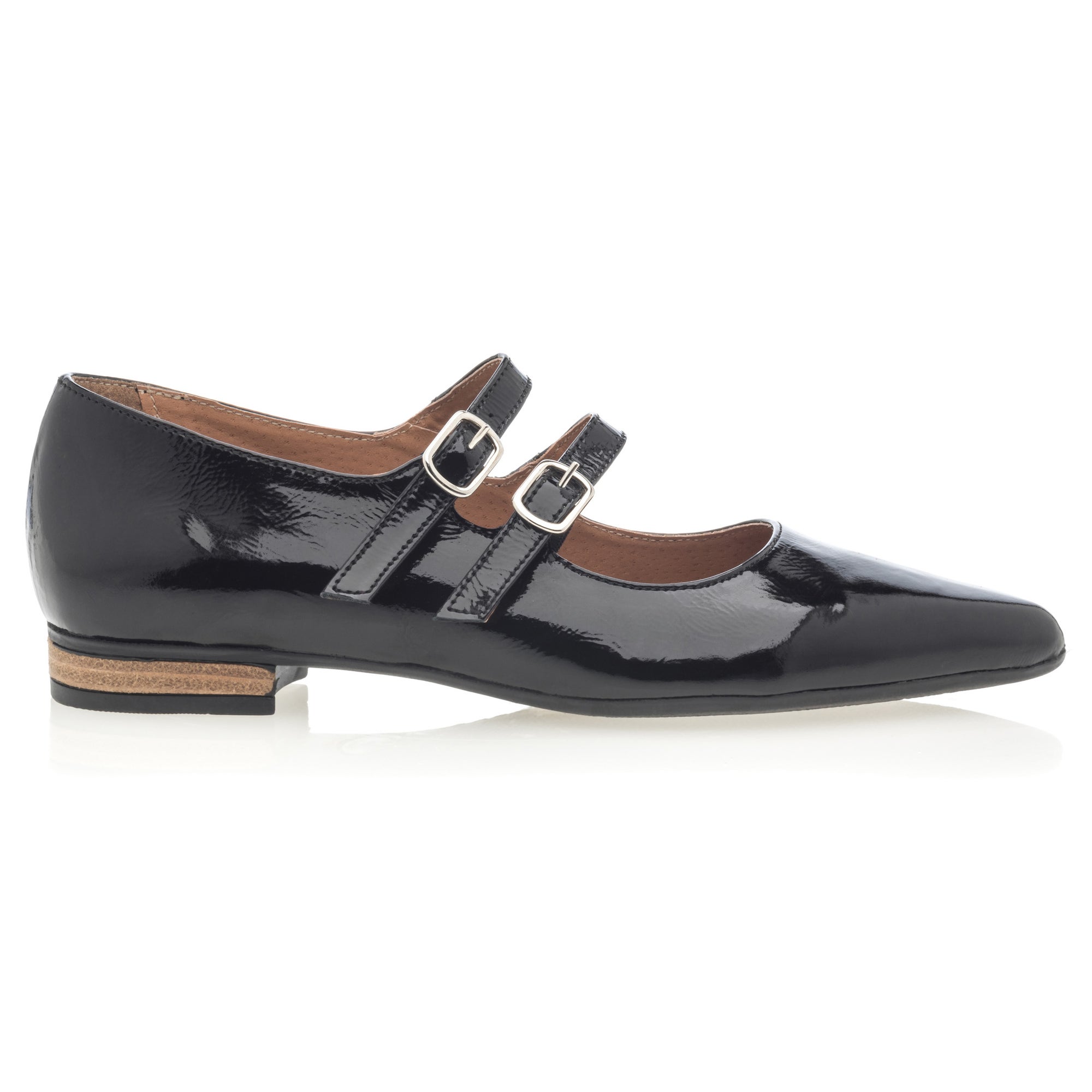 Ballerines Femme en cuir noir vernis