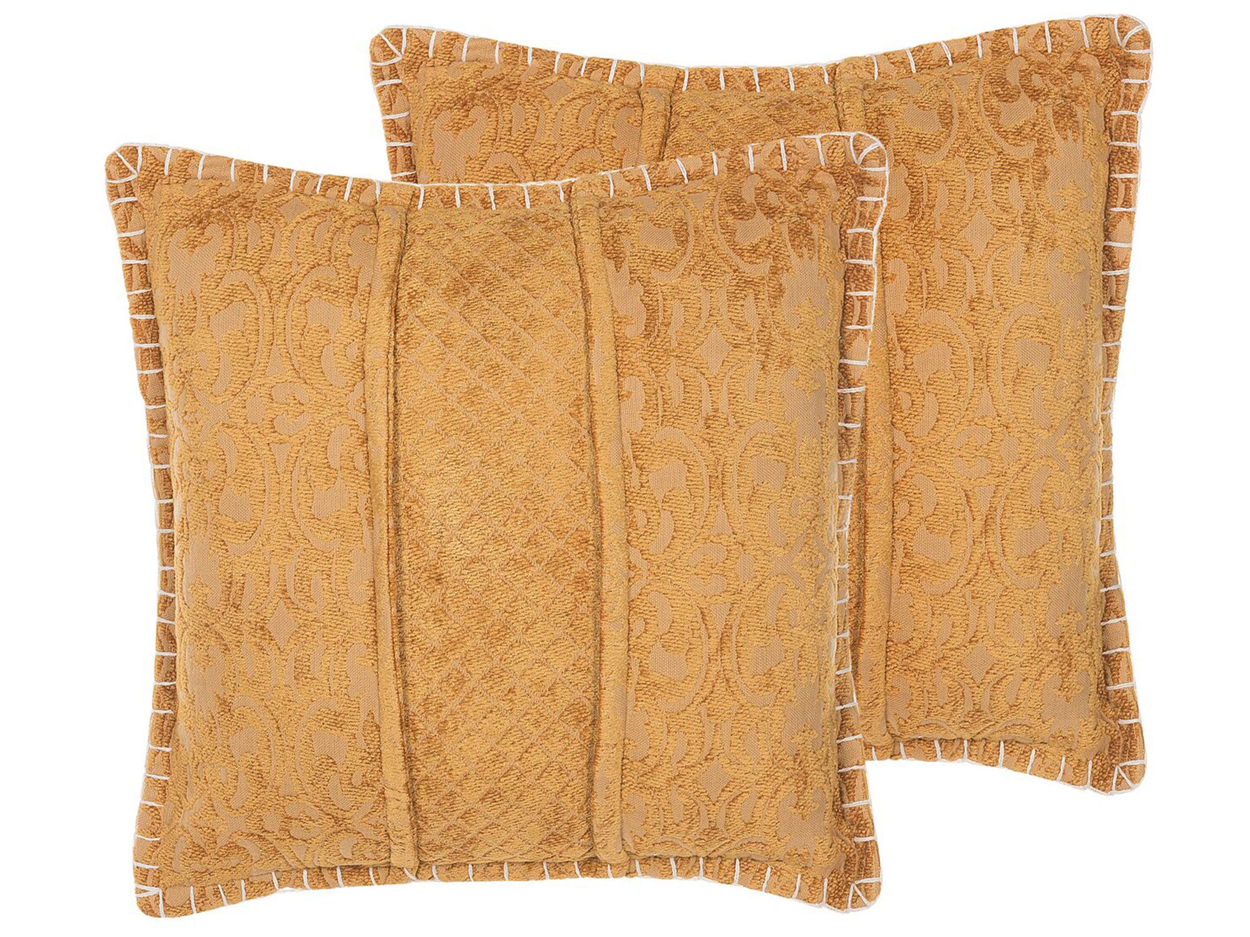 Set van 2 sierkussens KAVALAM 45 x 45 cm Mosterdgeel effen