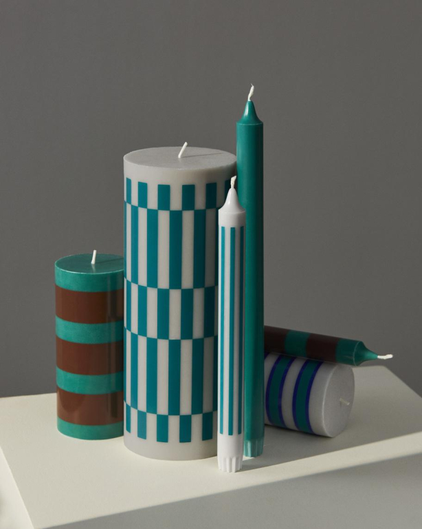 Hay Column kaars small Grey and Blue