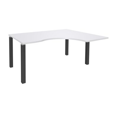 Bureau compact EXPRIM - L160 cm - Retour droite - Plateau Blanc perle - Pieds carbone (Pieds de renfort obligatoire à rajouter - non inclus)
