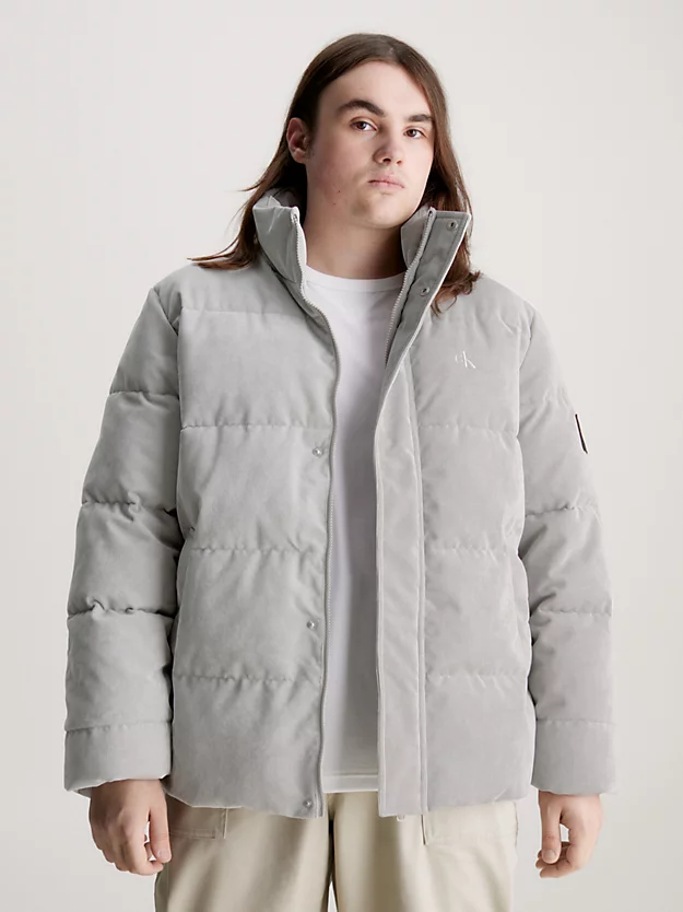 Jaqueta oversized de veludo cotelê com enchimento de plumas