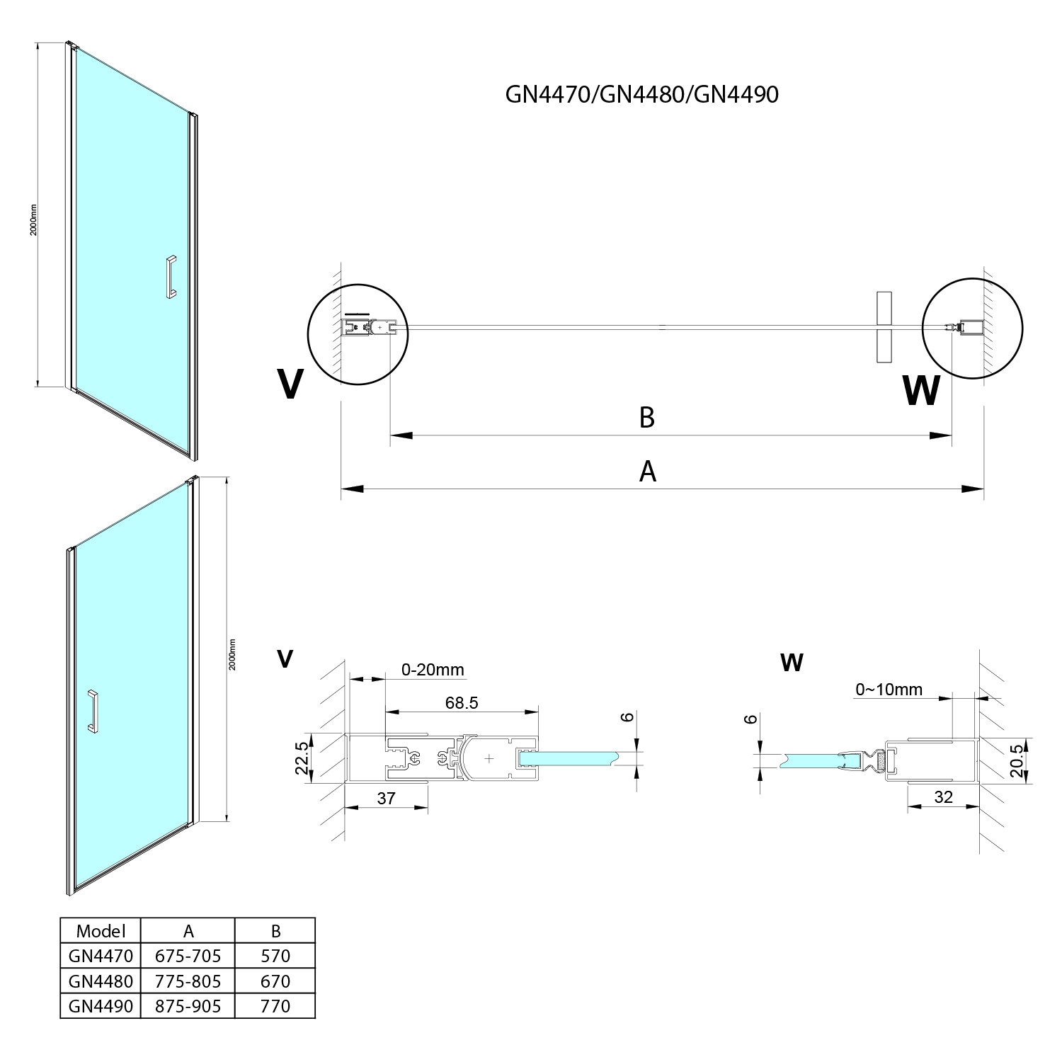 Gelco Loro douchedeur 90x200cm chroom