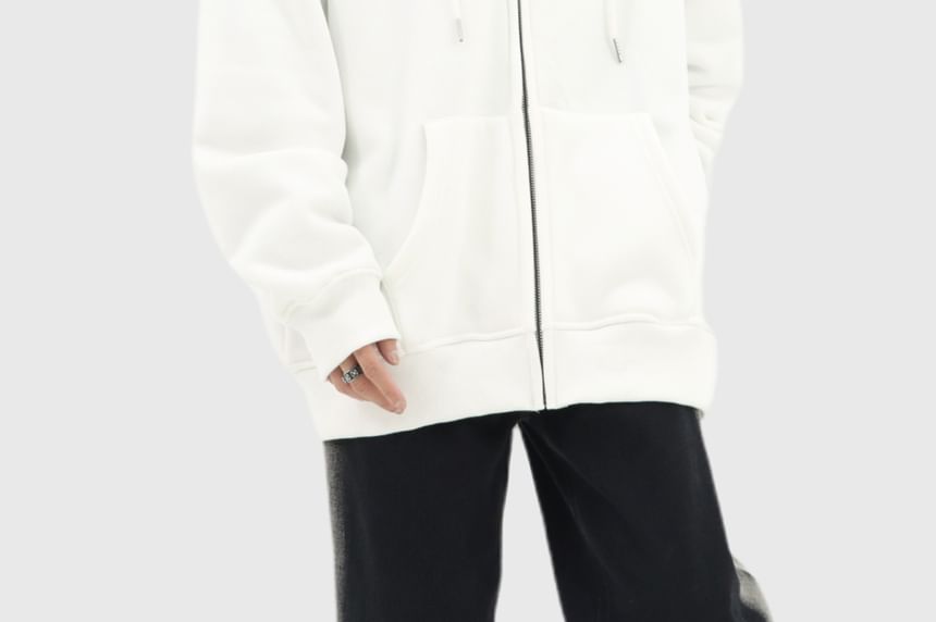 Banash - Fleecegevoerde hoodie met rits en letters