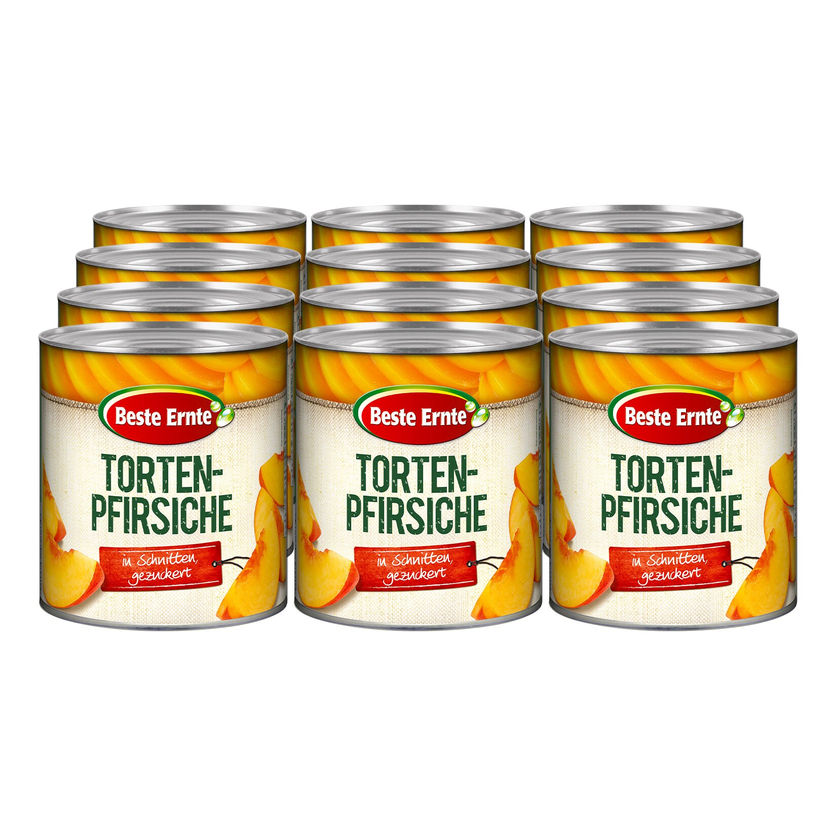 Beste Ernte Tortenpfirsiche in Schnitten 500 g Abtropfgewicht, 12er Pack